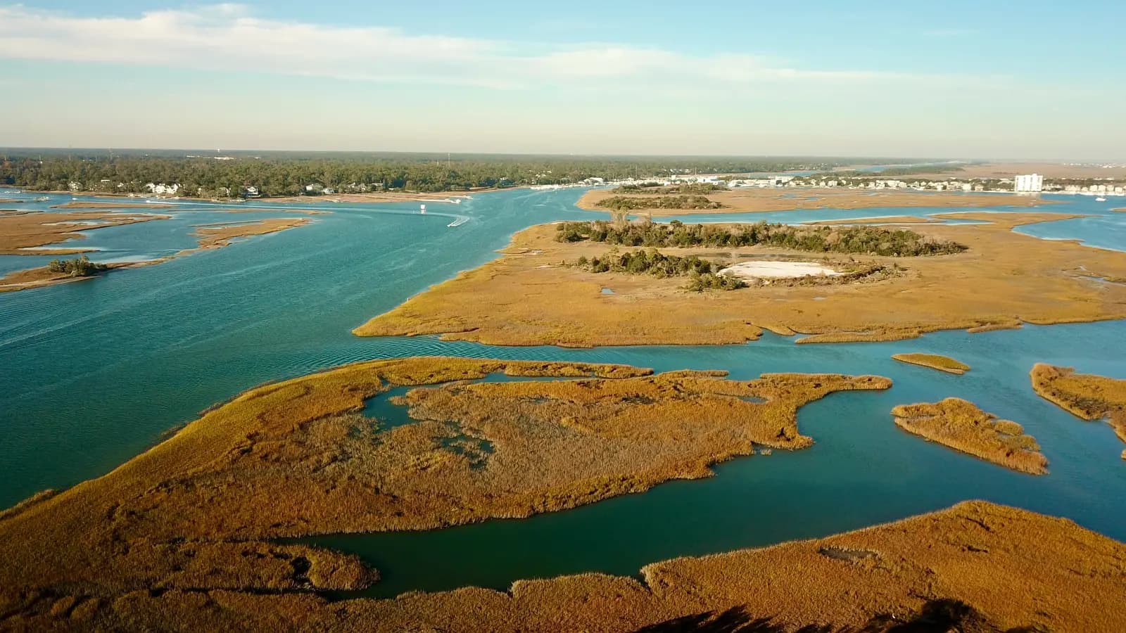 Aerial view of the Wrightsville Beach waterway
